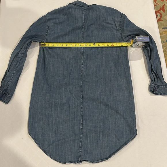 Eileen Fisher The Fisher Project Hi Lo chambray denim blue button down shirt XS - Picture 6 of 6